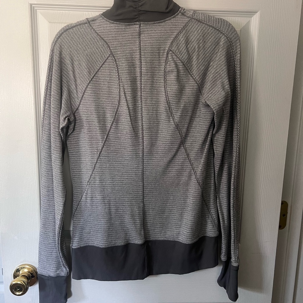 Gray Striped Quarter-Zip Pullover - image 2